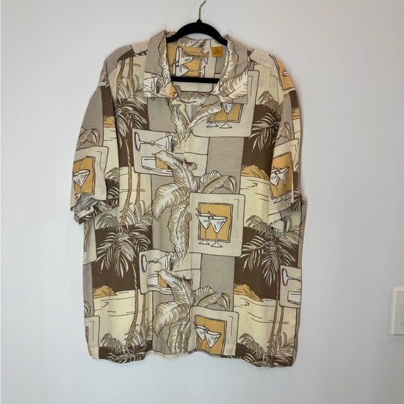The Havanera Co Other - The Havanera Co Linen Shirt Palms Martinis